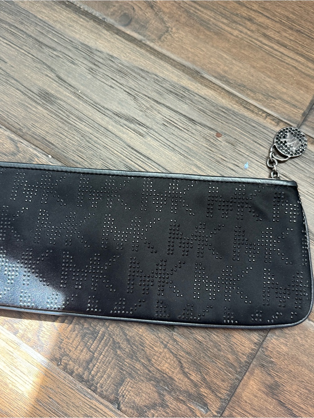 Michael Kors Black Studded 'MK' Logo Cosmetic Pouch